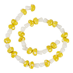 Желтый 1нити из бусин ручной работы в технике лэмпворк, гриб, желтые, 11.5~14.5x9~11 мм, отверстие : 1 мм, о 25шт / цепи, 13.54 дюйм (34.4 см), 1 прядь / комплект