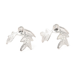 925 Sterling Silver Plated Brass Bead Caps, Leaf, 925 Sterling Silver Plated, 11x8mm, Hole: 1.2mm