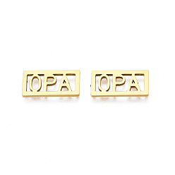 Golden 201 Stainless Steel Filigree Joiners, Rectangle with Word OPA, for Father's Day, Golden, 15x7.5x1mm