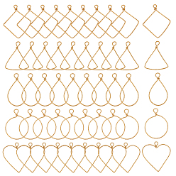 Золотой 50шт. 5 подвески из меди с открытой задней частью, разнообразные, золотые, 29~36x20.5~33x2.5~3 мм, отверстие : 2.4~3 мм, 10 шт / стиль