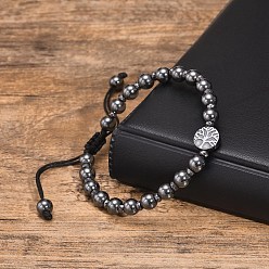 Немагнитные Гематит Браслеты из синтетического немагнитного гематита с плетеными бусинами, Регулируемые браслеты из бисера с узором «Древо жизни», 6-1/4~10-1/4 дюйм (16~26 см)