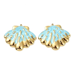 Shell Shape Океан 304 эмалированные подвески из нержавеющей стали, вакуумное покрытие pvd, реальный 18 k позолоченный, подвески в форме ракушек, 39.5x45x6 мм, отверстие : 1.8 мм