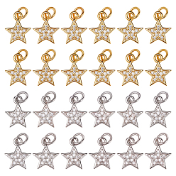 (52) Непрозрачная лаванда 20 кулоны из латуни с микрочастицами и кубическим цирконием., звезда, прозрачные, с целью перехода в кольце, разноцветные, 12.5x10x2 мм, отверстие : 3 мм