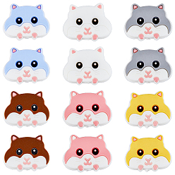 (52) Непрозрачная лаванда 12 шт. 6 цветные экологически чистые силиконовые шарики для пищевых продуктов, хомяк, разноцветные, 24.5x31.5x8 мм, отверстие : 2 мм, 2 шт / цвет