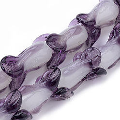 Фиолетовый Бусины лэмпворк , растительный, фиолетовые, 18~20x13~15x13~15 мм, отверстие : 2~3 мм