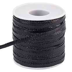 Черный Блестящая нейлоновая лента, для плетения дредов, Подарочная упаковка, украшение подвесное, чёрные, 1/4 дюйм (5 мм)