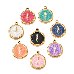 Змея 304 нержавеющей стальной эмали подвески, плоско-круглые, золотые, змея, 15.5~16.5x13.5x2.5 мм, отверстие : 1.2~1.4 мм