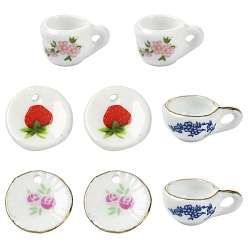 (52) Непрозрачная лаванда 8шт 4 стили фарфоровые бусины ручной работы, миниатюрный и симпатичный чайный сервиз в форме, пастельный фарфор, разноцветные, 15~18x13~17.5x3~9.5 мм, отверстие : 1.2~2.5 мм, 2 шт / стиль