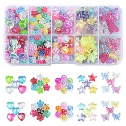 (52) Непрозрачная лаванда 310 шт 5 стили прозрачные акриловые бусины, аб цвета покрытием, круглые, разноцветные, 7~13x7~15x3~6 мм, отверстие : 1.4~2 мм