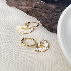 Белый Серьги-кольца из сплава эмали, с синтетическими бирюзовый, золотые, белые, 40 мм