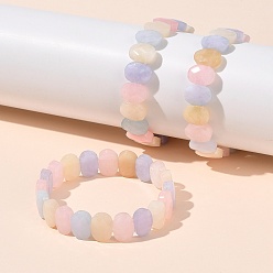 Pink Овальные браслеты из натурального малайзийского нефрита с бусинами, розовые, внутренний диаметр: 2-3/8 дюйм (6 см)