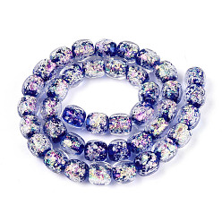 Темно-Синий Нити из фольги в технике лэмпворк, баррель, темно-синий, 9.5~10x9.5~10 мм, отверстие : 1.2~1.8 мм, около 40 шт / нитка, 15.75~16.14'' (40~41 см)