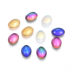 Mixed Color Transparent K9 Glass Cabochons, Flat Back, Oval, Mixed Color, 8x6x3mm