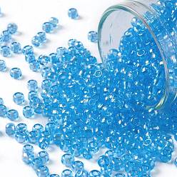(163) Transparent AB Aqua TOHO Round Seed Beads, Japanese Seed Beads, (163) Transparent AB Aqua, 8/0, 3mm, Hole: 1mm, about 222pcs/bottle, 10g/bottle