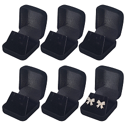 Negro Estuches organizadores de joyería portátiles de terciopelo para viajes, para pendientes y collares., plaza, negro, 5.9x5.3x3.55 cm