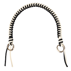 White Polyester Braided Cord Bag Handles, with Alloy Swivel Clasps, for Bag Handle Replacement Accessories, Light Gold, Black, White, 350x13.5x10.5mm