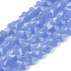 Cornflower Blue Imitation Jade Glass Beads Strands, Butterfly, Faceted, Cornflower Blue, 6x8x4~4.5mm, Hole: 0.9~1mm, about 97~102pcs/strand, 22.64~24.61 inch(57.5~62.5cm)