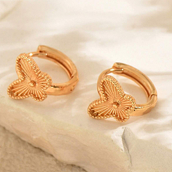 Бабочка Латунные серьги обруча, розовое золото , бабочка, 11x9 мм