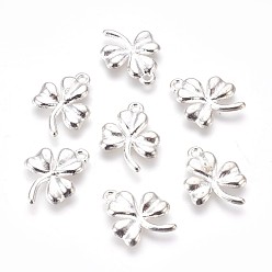 Серебро Сплавочные подвески тибетского стиля, без свинца и без кадмия, ireland shamrock, серебряные, 19x14x2 мм, отверстие : 2 мм