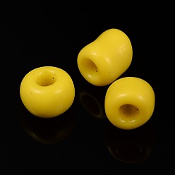 Yellow Glass Seed Beads, Opaque Colours Seed, Small Craft Beads for DIY Jewelry Making, Round, Yellow, 3mm, Hole:1mm, about 10000pcs/pound