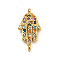 Разноцветный Стойка покрытие латунь микропаве кубический цирконий ладонь соединительные подвески, реальный 18 k позолоченный, долговечный, без кадмия и без свинца, красочный, 18x9.5x2.5 мм, отверстие : 1 мм