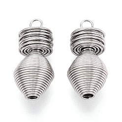 Нержавеющая Сталь Цвет 304 подвески из нержавеющей стали, подвески в виде ваз из спиральных катушек, цвет нержавеющей стали, 25.5x12x12 мм, отверстие : 2.5 мм