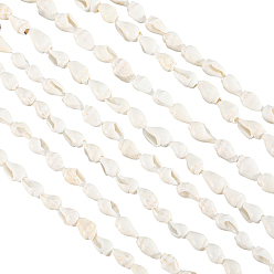 Белый 2 нити натуральные бусины из ракушек-труб, формы раковины, белые, 6~13x4~8.5 мм, отверстие : 0.5~1 мм, около 115~160 шт / нитка, 37.01~50 дюйм