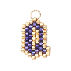 Letter Q Бисер ручной работы миюки, ткацкий узор с буквами подвески, с 304 кольцами из нержавеющей стали, Буква Q, 15x11x2 мм, отверстие : 2.5 мм