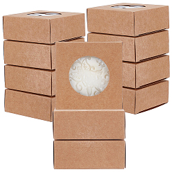 Sandy Brown 120Pcs Kraft Paper Cardboard Jewelry Boxes, Handmade Soap Packaging Cases, with Round Clear Window, Square, Sandy Brown, 7.5x7.5x3.5cm