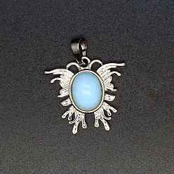 Opalite Opalite Pendants, Butterfly Charms, 24x26x7.5mm