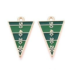 Морско-зеленый Подвески из эмали и сплава, Треугольник с разметкой футбольного поля., золотые, цвета морской волны, 25x15x1 мм, отверстие : 1.6 мм