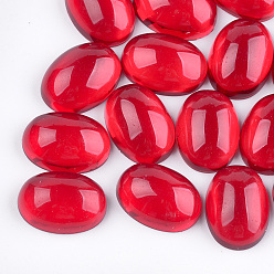Red Translucent Resin Cabochons, Oval, Red, 14x10x4mm