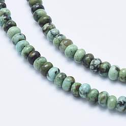 African Turquoise(Jasper) Natural African Turquoise(Jasper) Beads Strands, Rondelle, 4~4.5x2~3mm, Hole: 1mm, about 160pcs/strand, 15.7 inch(40cm)