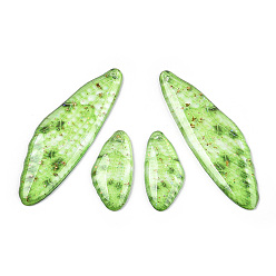 Светло-зеленый Серьги-крылья из прозрачной смолы с подвесками, прелести крыльев, светло-зеленый, 49x16x3 мм, отверстие : 1.2 мм, маленькие крылья: 12x24.5x3мм