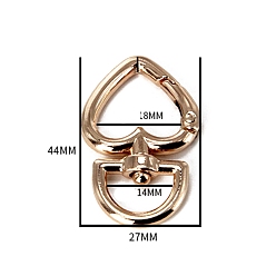 Peach Цинковые поворотные застежки, для изготовления пакетов, персик, 44x27x4 мм, отверстия : 14 mm и 18 мм