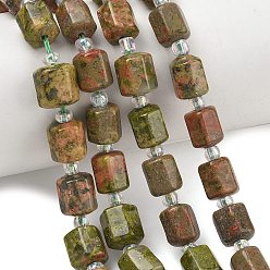 Унакит Природные Unakite бисер нитей, шестиугольник, с бисером, 9.5~10.5x8~8.5x9~9.5 мм, отверстие : 1~1.2 мм, около 30 шт / нитка, 15.16''~15.94'' (38.5~40.5 см)