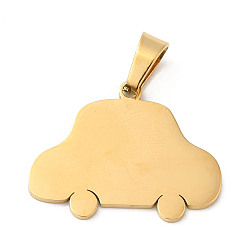 Golden Ion Plating(IP) 304 Stainless Steel Pendants, Stamping Blank Tag, Car Charm, Golden, 20x26x1.5mm, Hole: 7x4mm