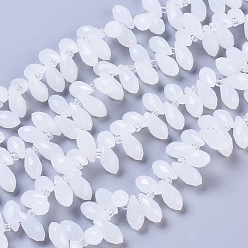 Белый Дым Стеклянные бусины, сверху просверленные бусы, искусственное нефритовое стекло, граненые, слеза, серый, 12x5.5~6 мм, отверстие : 0.8 мм, около 99 шт / нитка, 16.93 дюйм (43 см)