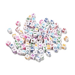 (52) Непрозрачная лаванда Непрозрачные акриловые эмалированные бусины, куб с письмом, разноцветные, 4.5~5x4.5~5x4.5~5 мм, отверстие : 2.5 мм, Около 7142 шт / 500 г