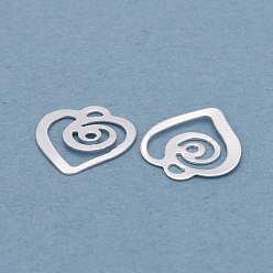 925 Sterling versilbert Messing Charme, hohl, Herz, 925 Sterling versilbert, 8x8.5x0.5 mm, Bohrung: 0.7 mm