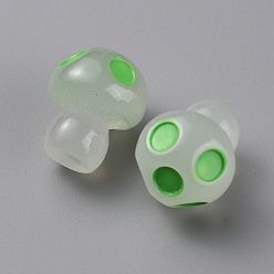 Зеленый Украшение дисплея светящейся смолой, светящиеся в темноте украшения, гриб, зелёные, 17x14 мм