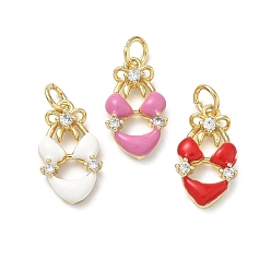 (52) Непрозрачная лаванда Латунные микро проложить кубического циркония подвески, прелести бикини, с эмалью и кольцом для прыжков, без кадмия и без свинца, стойки покрытие, долговечный, реальный 18 k позолоченный, разноцветные, 16.5x9.5x3 мм, отверстие : 3.3 мм