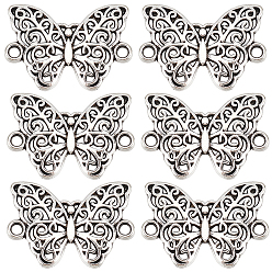 Античное Серебро 100 шт. подвески из сплава в тибетском стиле, ссылки бабочки, без кадмия и без свинца, античное серебро, 20x14x2 мм, отверстие : 1.5 мм