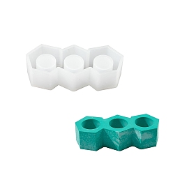 Hexagon DIY Candlesticks Silicone Molds, for Candle Making, White, Hexagon, 4.5x11x2.75cm, Inner Diameter: 2.2cm