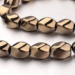 (252) Цвет внутри: морской / фиолетовый на подкладке Гальванизировать немагнитных синтетический гематит бисер пряди, витых овальных, античная бронза покрытие, 12x8 мм, отверстие : 1 мм, около 33 шт / нитка, 15.7 дюйм