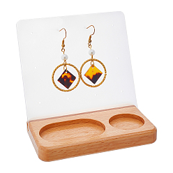 Navajo White Beech Wood Storage Box, with Acrylic Board, for Earrings Storage Box, Rectangle, Navajo White, 9.5x10x0.3cm, Hole: 1mm