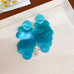 Темно-Голубой Серьги с болтами, плоско-круглые, с булавками стерлингового серебра, глубокое синее небо, 105x55 мм