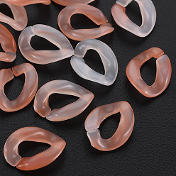Светло-Коралловый Акриловые связей кольца, разъемы для быстрой связи, для изготовления ювелирных цепочек, Стиль имитация драгоценных камней, твист, свет коралловый, 13x10x3 мм, внутренний диаметр: 4x7.5 мм