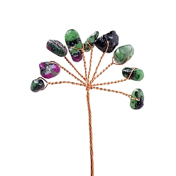 Рубин В Цоизита Натуральный рубин в украшениях из цоизита, украшения для домашнего офиса, цветок, золотые, 120 мм