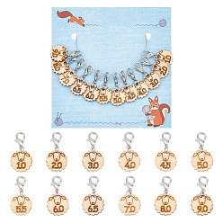 Лимонный шифон 12 шт. 12 стиль овцы с цифрами, деревянные подвески, маркеры для закрепки стежков, подвески крючком с застежкой-лобстером, лимонный шифон, 2.6 см, 1 шт / стиль